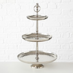Suport decorativ din aluminiu, pe 3 nivele Detroit Argintiu, Ø31xH48 cm