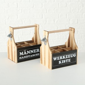 Suport din MDF pentru 6 sticle Mensworld Natural / Negru, Modele Asortate, L28xl17xH28 cm