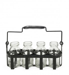 Suport din metal cu 4 sticle, Smith Rack Negru, l25xA7xH12-20 cm