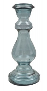 Suport din sticla reciclata pentru lumanare Stone Small Albastru deschis, Ø15xH40 cm