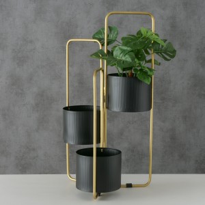 Suport ghivece din metal Limano Negru / Auriu, l38xA38xH74 cm