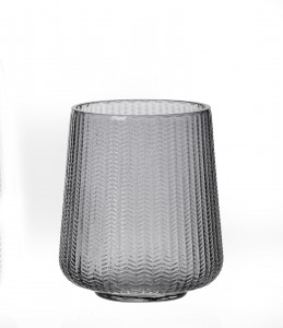 Suport lumanare Boa Huricane Anthracite, Sticla, Ø14xH17 cm