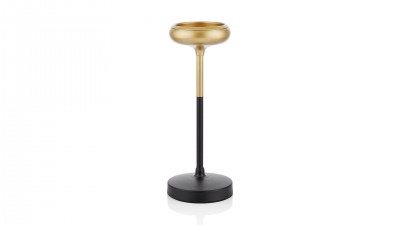 Suport lumanare din metal Diamond Negru/ Auriu, Ø11xH36 cm