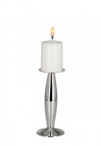 Suport lumanare, din metal argintat, Stick Pillar Argintiu, Ø9xH20,3 cm