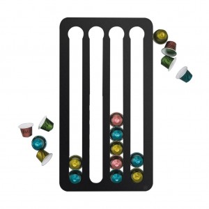 Suport magnetic din otel inoxidabil, pentru capsule cafea, Nespresso Original Negru, l22xA0,4xH41 cm