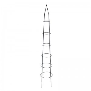 Suport metalic pentru flori, Pyramid Mediu Negru, l24xH150,5 cm