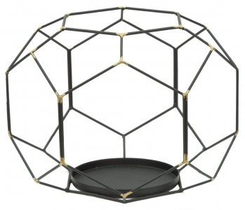 Suport metalic pentru lumanare Bright Ball Negru, Ø24xH20 cm