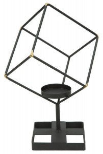 Suport metalic pentru lumanare Bright Square Negru, l17xA10xH27 cm
