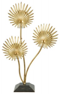 Suport metalic pentru lumanari Flower Auriu, l35,6xA12,5xH55 cm