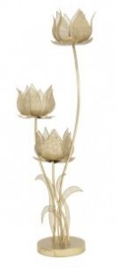 Suport metalic pentru lumanare Glam Flowery Auriu, l34xA19xH97 cm