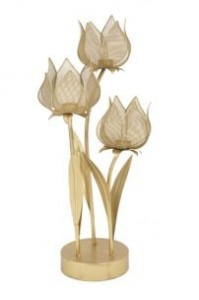 Suport metalic pentru lumanare Glam Flowery Small Auriu, l35xA27xH66 cm