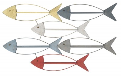 Suport metalic suspendat pentru sticle Fish 6 Multicolor, l103,5xA8xH62 cm