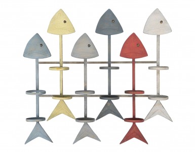 Suport metalic suspendat pentru sticle Fishbones 6 Multicolor, l70,5xA10xH64 cm