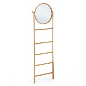 Suport pentru baie din bambus, cu oglinda Audry Natural, l49xA10xH170 cm