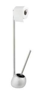 Suport pentru hartie igienica si perie de toaleta, Polaris Juwel Argintiu, l16xA14,5xH72,5 cm