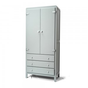 Dulap pentru copii din lemn de fag si MDF, cu 2 usi si 3 sertare, Suzanna, l80xA42xH180 cm