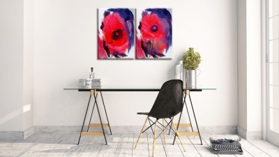 Tablou 2 piese din aluminiu striat A Couple of Poppies