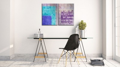 Tablou 2 piese din aluminiu striat Alphabet