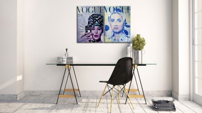 Tablou 2 piese din aluminiu striat Vogue Covers
