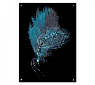 Tablou Acrilic Black Blue Feathers