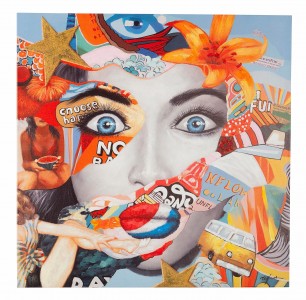 Tablou Canvas Talent 14I Retro Lady I Multicolor, 100 x 100 cm