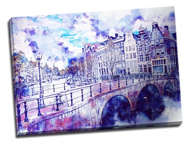 Tablou din aluminiu striat Bicycle on the Bridge