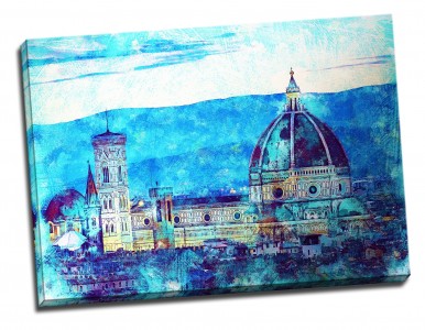 Tablou din aluminiu striat Blue Cathedral