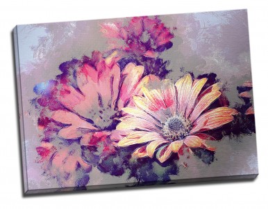 Tablou din aluminiu striat Daisies in the Sunset