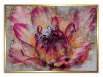 Tablou din aluminiu striat Floral Bursting, Gold