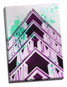 Tablou din aluminiu striat Pink Geometry