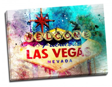 Tablou din aluminiu striat Welcome to Las Vegas