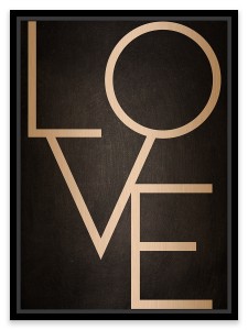 Tablou pe metal striat aramiu LOVE