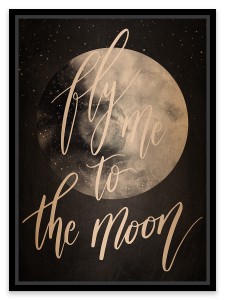 Tablou pe metal striat aramiu To The Moon