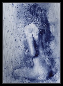 Tablou pe metal striat argintiu Blue fantasy