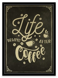 Tablou pe metal striat auriu Coffee Wisdom I