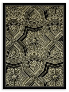 Tablou pe metal striat auriu Renaissance Pattern