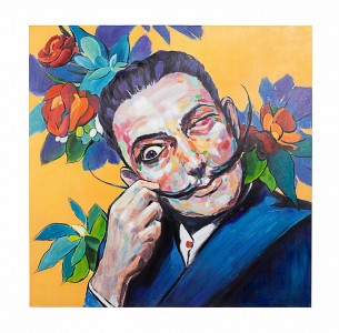 Tablou pictat manual, Village GCA200058 Gentleman Multicolor, 100 x 100 cm