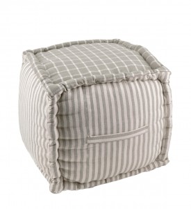 Taburet din bumbac Vichy Square Gri, l40xA40xH40 cm