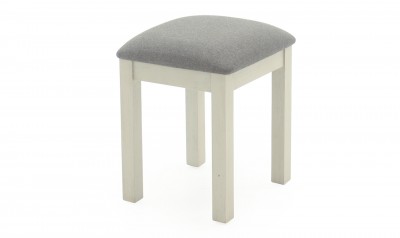 Taburet din lemn de pin tapitat cu stofa Croft Antique White, l38xA38xH48 cm