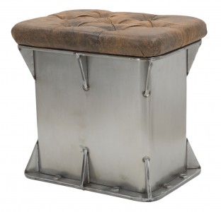 Taburet din metal tapitat cu stofa, cu spatiu de depozitare Bolt Dark Grey, l52xA37xH49 cm