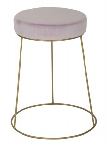 Taburet din metal, tapitat cu stofa Ring Rose, Ø43xH54 cm