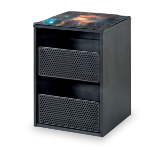 Taburet pentru tineret, din pal si metal cu 2 sertare Dark Metal Black / Graphite, l40xA38xH58 cm