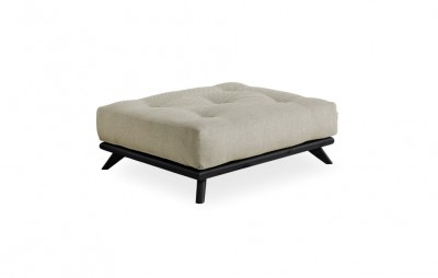 Taburet tapitat cu stofa, cu picioare din lemn de pin Senza Black Linen, l100xA90xH38 cm