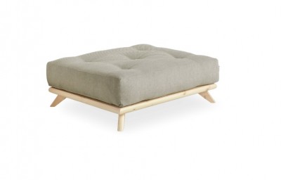 Taburet tapitat cu stofa, cu picioare din lemn de pin Senza Nature Linen, l100xA90xH38 cm