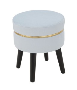 Taburet tapitat cu stofa, cu picioare din lemn Paris Albastru deschis, Ø35xH40,5 cm
