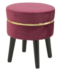 Taburet tapitat cu stofa, cu picioare din lemn Paris Bordeaux, Ø35xH40,5 cm