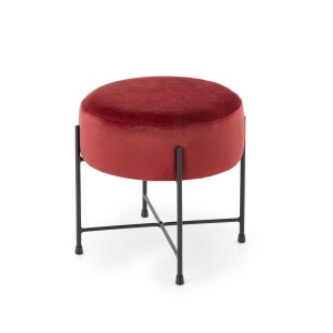 Taburet tapitat cu stofa, cu picioare din metal Nirvana Bordeaux, Ø40xH39 cm