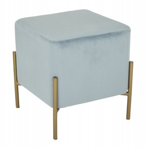 Taburet tapitat cu stofa, cu picioare din metal Stick Quadrato Light Blue, l37xA37xH40 cm
