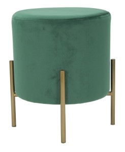 Taburet tapitat cu stofa, cu picioare din metal Stick Round Green, Ø35xH42 cm