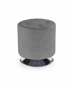 Taburet tapitat cu stofa, cu picior metalic Dorcey 2 Light Grey, Ø42xH42 cm